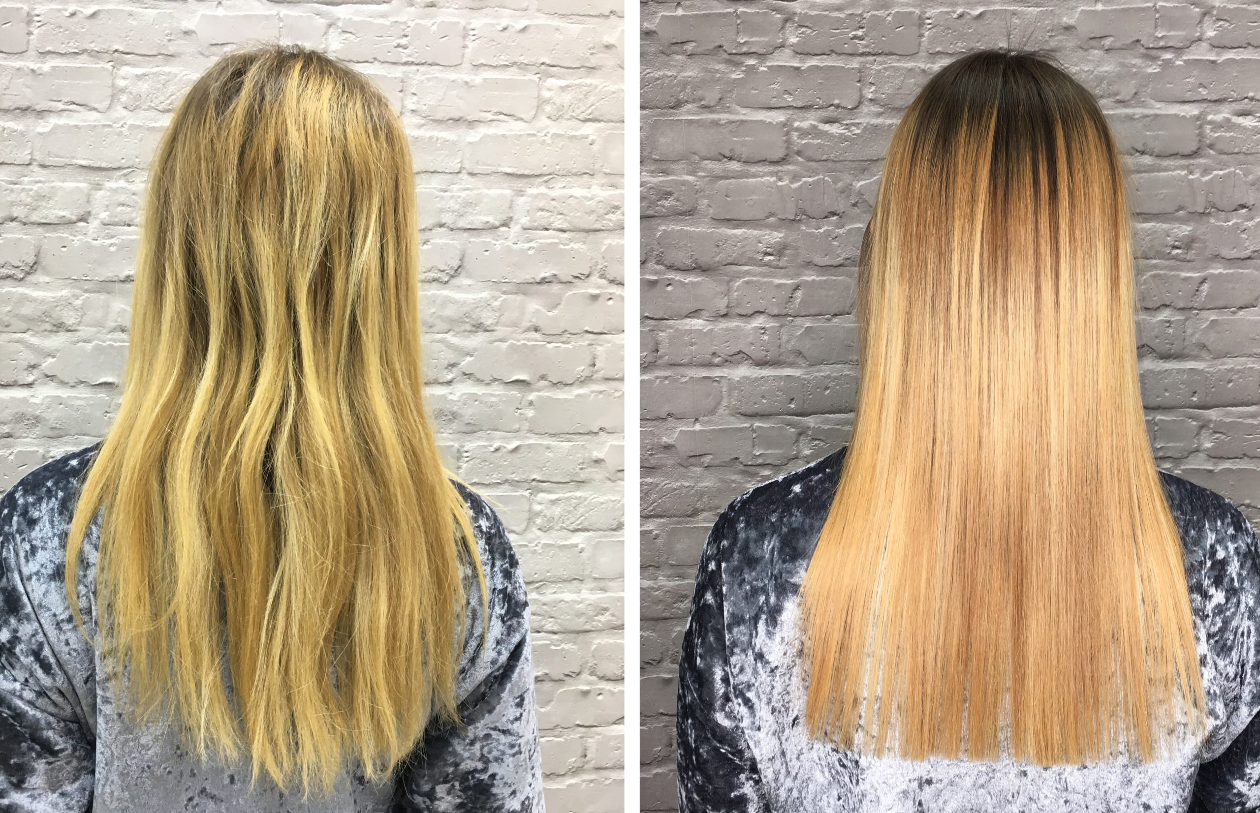 Sick, cut and healthy hair. Hair before and after treatment.